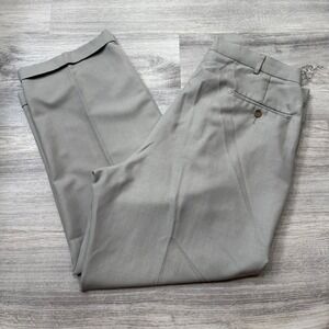Haggar Mens Dress Pants 36x29 Gray Pleated Cuffed Trouser Business Career Casual